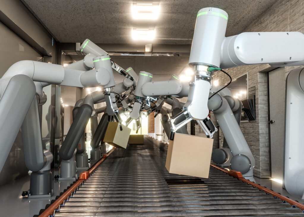 Ilustração de varios robos ecaixotadores