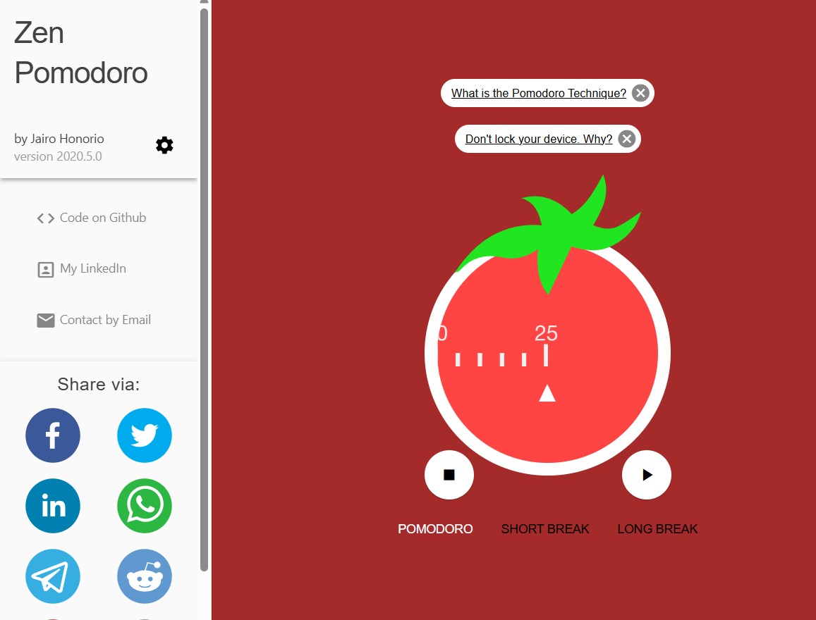exemplo de site para usar o metodo pomodoro corretamente