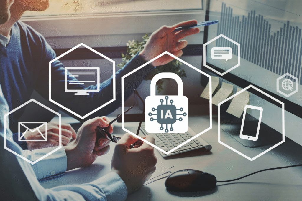 Cadeado garantindo privacidade usando IA