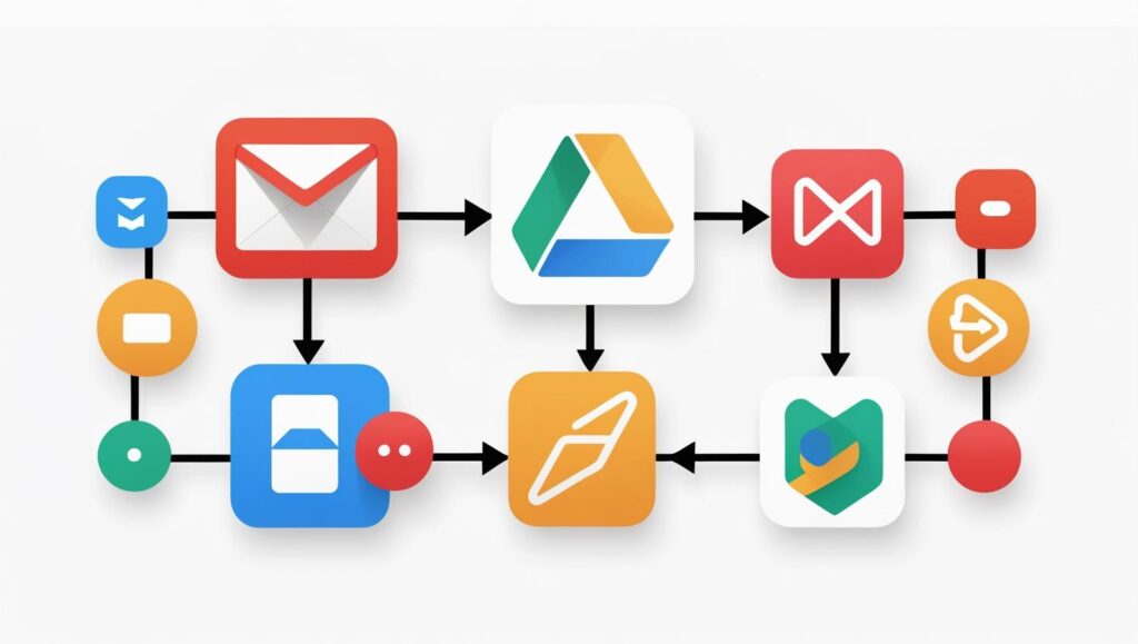 Icones de varias ferramentas para automatizar tarefas entre aplicativos