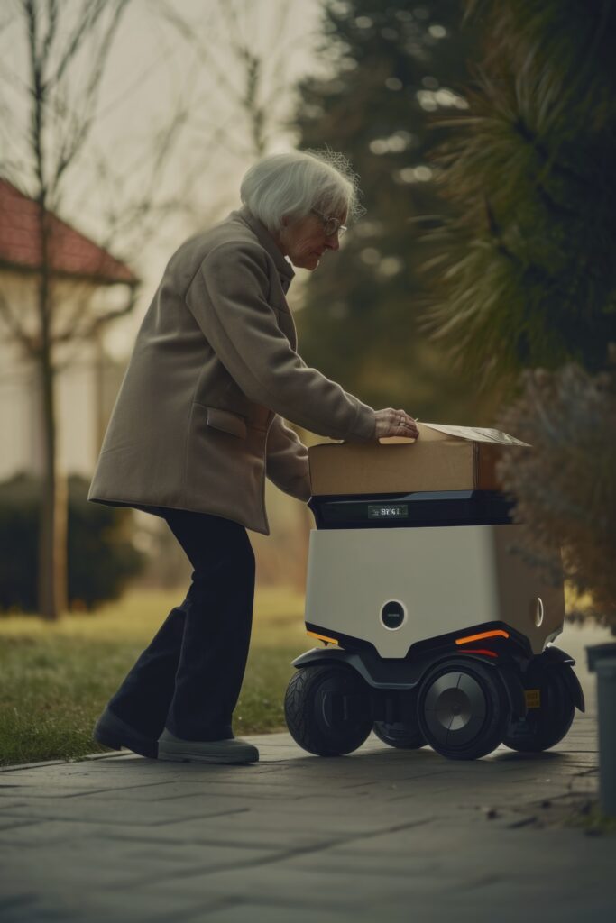 imagem de robos sendo utilizasos de varias formas como entregadores