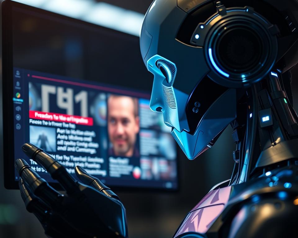 A close-up of an AI robot intently studying a digital screen displaying the latest tech news and innovations. The robot's sleek, metallic body is illuminated by the glow of the screen, casting an atmospheric, almost cinematic lighting. The background is blurred, drawing the viewer's focus to the robotic figure and the breaking tech updates it's absorbing. The scene conveys a sense of technological progress, with the AI system staying up-to-date on the weekly advancements shaping the future of artificial intelligence. A close-up of an AI robot intently studying a digital screen displaying the latest tech news and innovations. The robot's sleek, metallic body is illuminated by the glow of the screen, casting an atmospheric, almost cinematic lighting. The background is blurred, drawing the viewer's focus to the robotic figure and the breaking tech updates it's absorbing. The scene conveys a sense of technological progress, with the AI system staying up-to-date on the weekly advancements shaping the future of artificial intelligence.